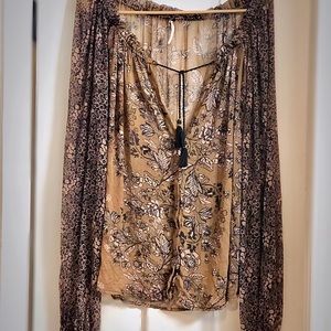 Free People sheer long sleeve shirt